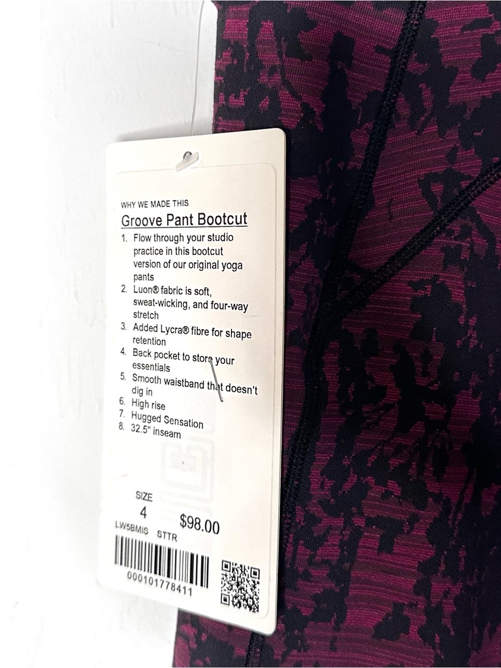 NWT Lululemon Groove Pant Bootcut Scatter Blossom Jacquard Garnet Black 4 - Picture 5 of 7
